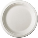 Bord pure, rond, wit, diameter 18 cm, uit suikerriet, pak van 50 stuks