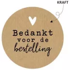 KP étiquette \"Bedankt voor de bestelling\", kraft, diamètre 50 mm, rouleau de 250 pièces