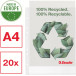 Esselte Recycled Plastic Punched Pockets A4 70 Microns Box of 20