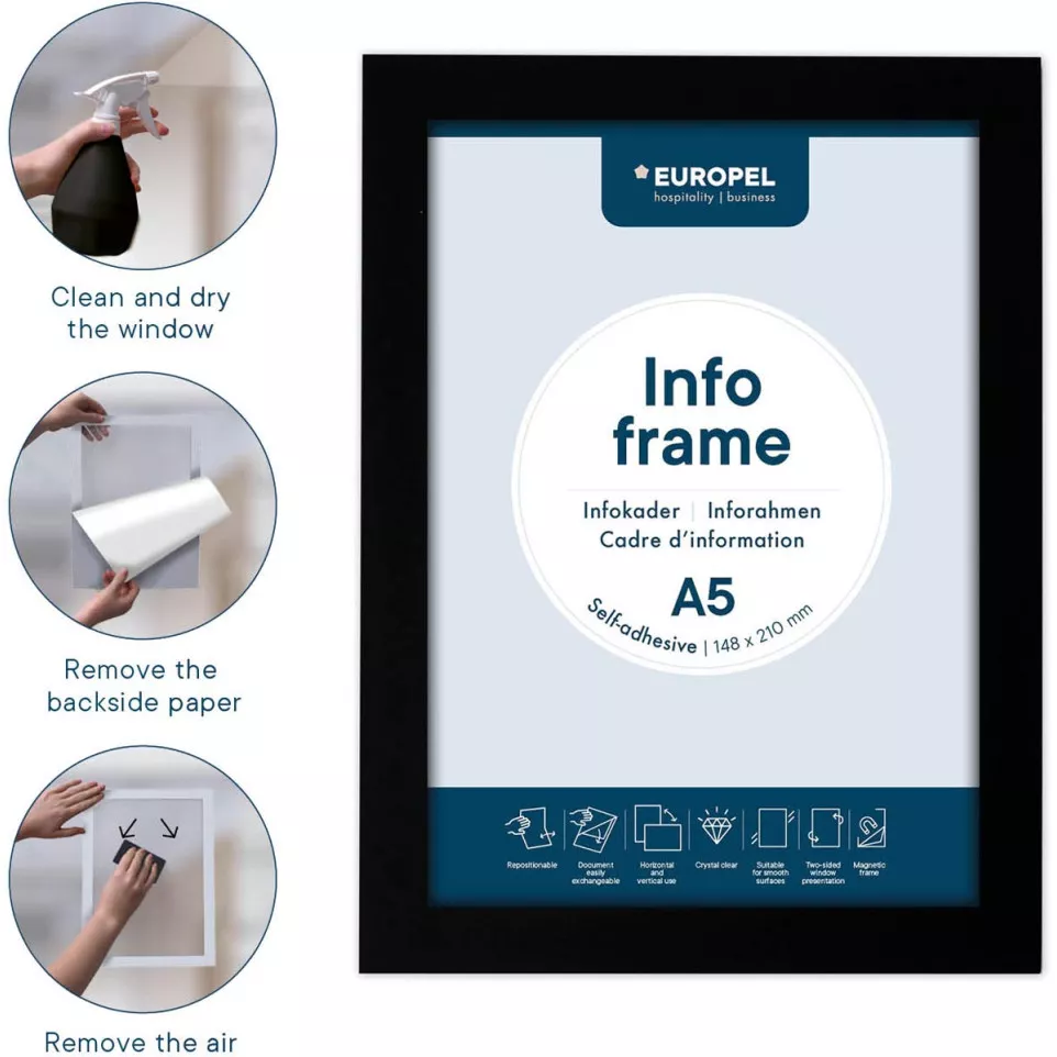 Europel Self-Adhesive Frame A5 Black...