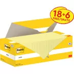Post-it Notes, 100 vel, ft 76 x 127 mm, kanariegeel (canary yellow), 18 blokken + 6 GRATIS