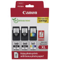 Canon Photo Value Pack 2 x PG-560XL and 1 x CL-561XL Ink Cartridges 300-400 Pages OEM 3712C012 4 Colors