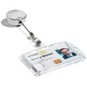 Durable enrouleur pour porte-badge avec boutton pression, chromé