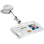 Durable enrouleur pour porte-badge avec boutton pression, chromé