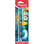Maped Jungle Fever HB Graphite Pencils with Eraser and Finger Guide Blister Pack of 2 Assorted