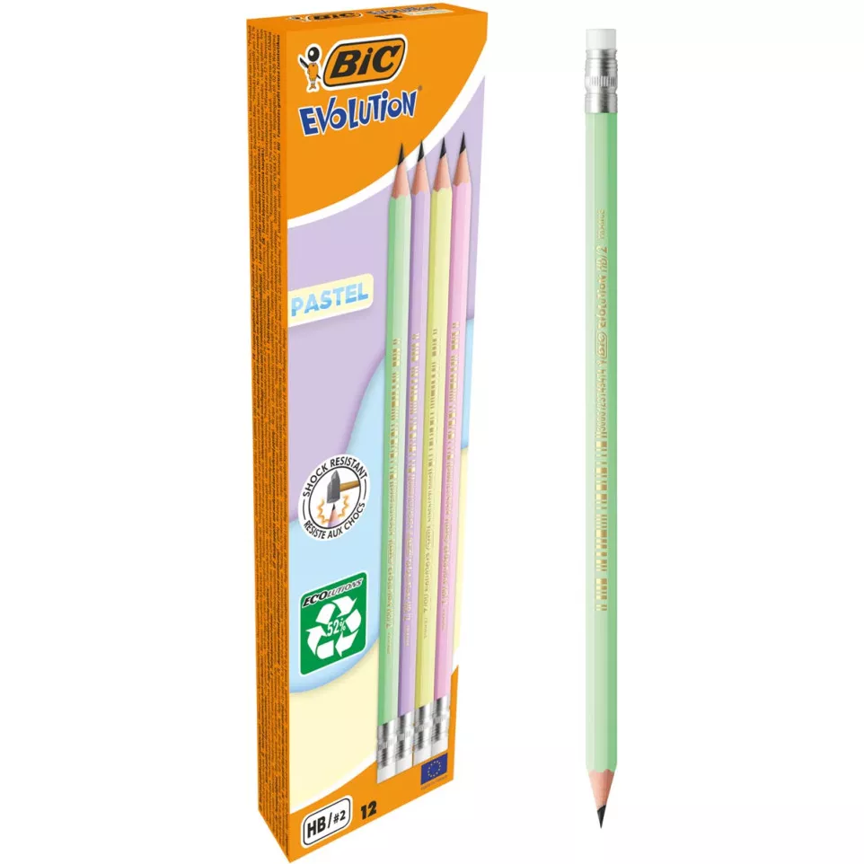 BIC Evolution HB Pastel Eraser-Tipped...