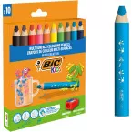 BIC Kids Multisurface Colouring Pencils Assorted Pack of 10 with Sharpener