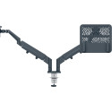 Leitz Ergo ruimtebesparende monitorarm, dubbele arm met 1 laptoparm, grijs