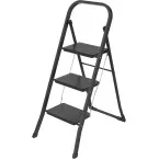 Brasq SL300 Step Ladder, Metal, Black, 3 Steps