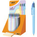 Bic 4 Colours Pastel stylo bille 4 couleurs, moyen, 4 couleurs d'encre classique, présentoir de 30 pièces
