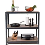 Avasco Home Table Metal Shelf Unit Black 88 x 90 x 45 cm 3 Shelves