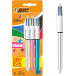 BIC 4 Colours Shine Ballpoint Pen Medium Tip Assorted Classic Ink Blister Pack of 3