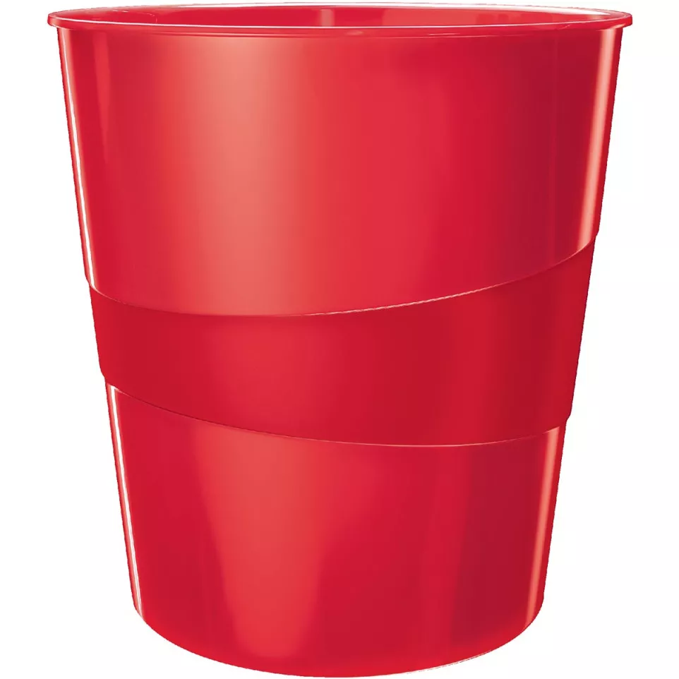 Leitz WOW Wastepaper Bin 15L Red