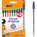 Bic Cristal balpen, medium, assorti, blister van 8 + 2 GRATIS