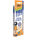 Bic Cristal balpen medium, blauw, blister van 5 stuks