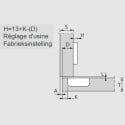 Stijlvol 110° vernikkeld Flash snelsluitscharnier (Ø10x10mm), met soft close en zelfsluitende functie, voor opbouwdeuren / PCE