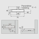 Push to open à appliquer système 32 anthracite, course 40mm pour charnières Pivot-Star, Stylish et Pivot-Pro, amortissement, fer