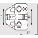 Pivot-Pro vernikkelde kruismontageplaat met schroeven voor spaanplaat (voor diam 2,5mm gat) en met directe hoogteverstelling, af