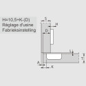 Charnière Pivot-Pro 100° nickelée à visser, avec amortissement et avec fermeture automatique avec plot Ø26mm, pour porte en appl