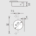 Charnière Pivot-Pro 100° nickelée à visser, avec amortissement et avec fermeture automatique avec plot Ø26mm, pour porte en appl