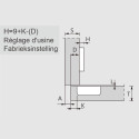 Charnière Pivot-Pro 95° nickelée à visser, amortisseur et fermeture automatique, plot Ø40mm, pour porte en semi-applique jusqu'à