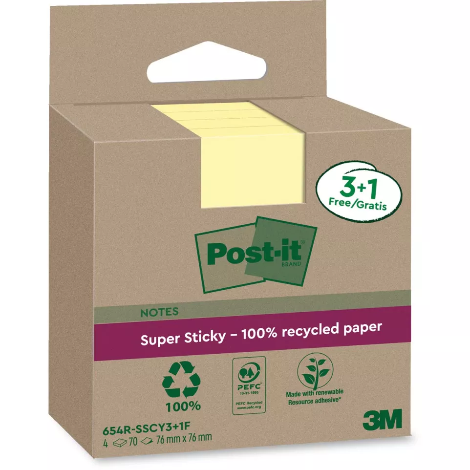 Post-it Super Sticky Notes Recycled,...