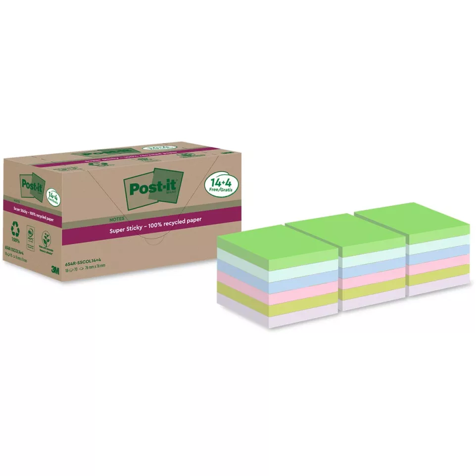 Post-it Super Sticky Notes Recycled,...