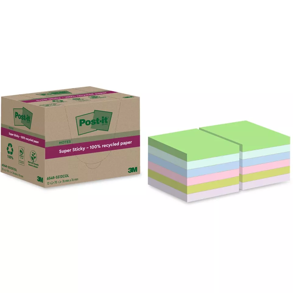 Post-it Super Sticky Notes Recycled,...