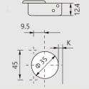 Pivot-Star 160° zwart titanium opschroefscharnier met soft-close functie, voor opbouwdeuren / PCE