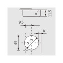 Pivot-Star 110° zwart titanium opschroefscharnier, met soft close en zelfsluitende functie, voor inzetdeuren / PCE