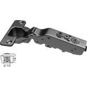 Pivot-Star 110° zwart titanium Flash snelmontage scharnier (Ø10x10mm), gedempt en zelfsluitend, voor opliggende deuren / PCE