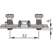 Vernikkelde Pivot-Star kruismontageplaat met Euroschroeven (voor diam 5 x 8mm boren) en met directe hoogteverstelling, afstand 0