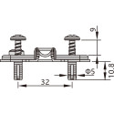 Vernikkelde Pivot-Star kruismontageplaat met speciale schroeven en expansiehulzen (voor diam 5 x 12mm boren), met directe hoogte