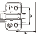 Vernikkelde Pivot-Star kruismontageplaat met speciale schroeven en expansiehulzen (voor boren Ø5 x 12mm), met directe hoogtevers