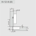 Vernikkeld 160° Pivot-Star scharnier met uitzetbussen (Ø8x10mm), gedempt en zelfsluitend, voor opliggende deuren / PCE