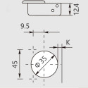 Pivot-Star 160° vernikkeld verzonken scharnier (Ø8x10mm), met soft close en zelfsluitende functie, voor opliggende deuren / PCE