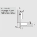 Charnière Pivot-Star 110° nickelée à enfoncer (Ø8x10mm), avec amortissement et avec fermeture automatique, pour porte en semi-ap