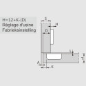 Pivot-Star 95° vernikkeld opschroefscharnier met soft-close functie, voor opbouwdeuren tot 35mm dik / PCE