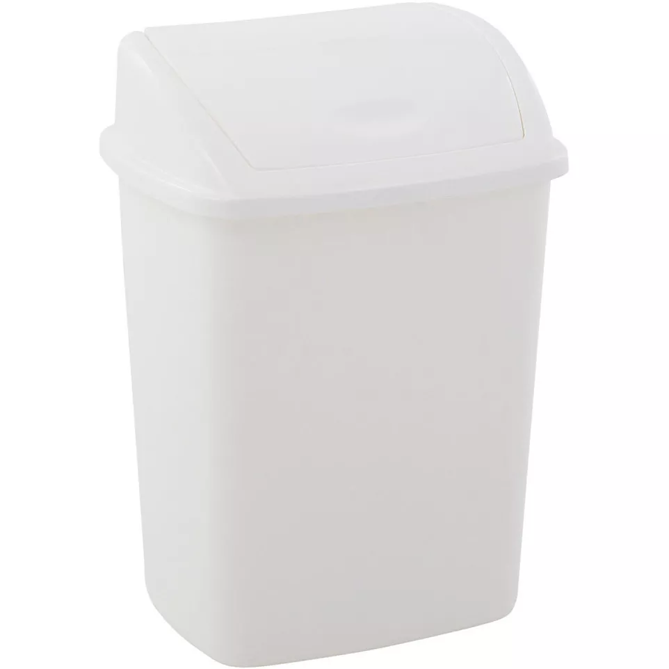 Vuilbak met swingdeksel, 15 l, wit
