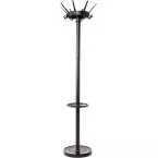 MAUL Caligo Coat Rack 175 cm with 32 Hooks and Umbrella Stand Black RAL9004