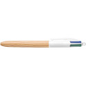 Bic Colours Wood Style, 4-kleurenbalpen, medium, klassieke inktkleuren