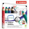 Stabilo MARKdry crayon pour tableaux blancs, étui de 4 pièces en couleurs assorties