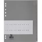 Q-CONNECT tabbladen, A4, PP, 11-gaatsperforatie, 12 tabs, grijs