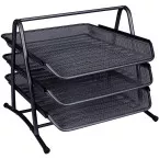 Q-CONNECT 3 Letter Trays Metal Mesh A4 Black