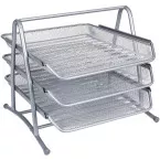 Q-CONNECT 3 Letter Trays Metal Mesh A4 Silver