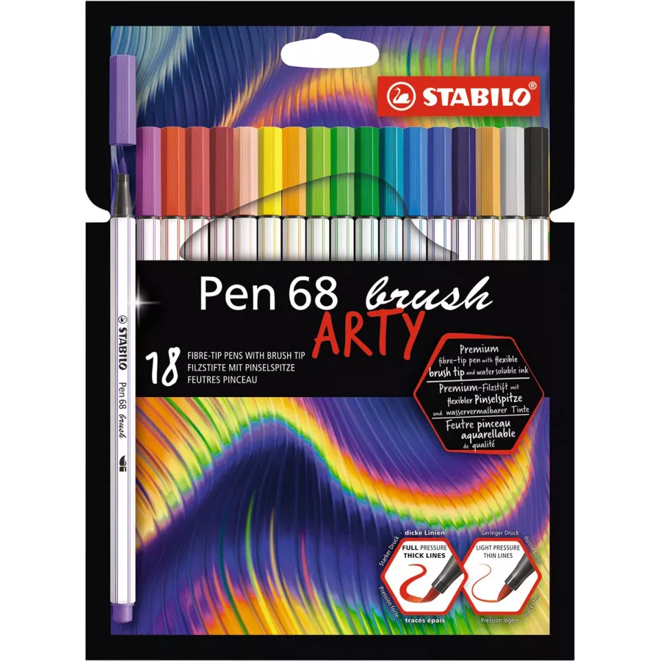STABILO pen 68 brush ARTY, étui de 18...