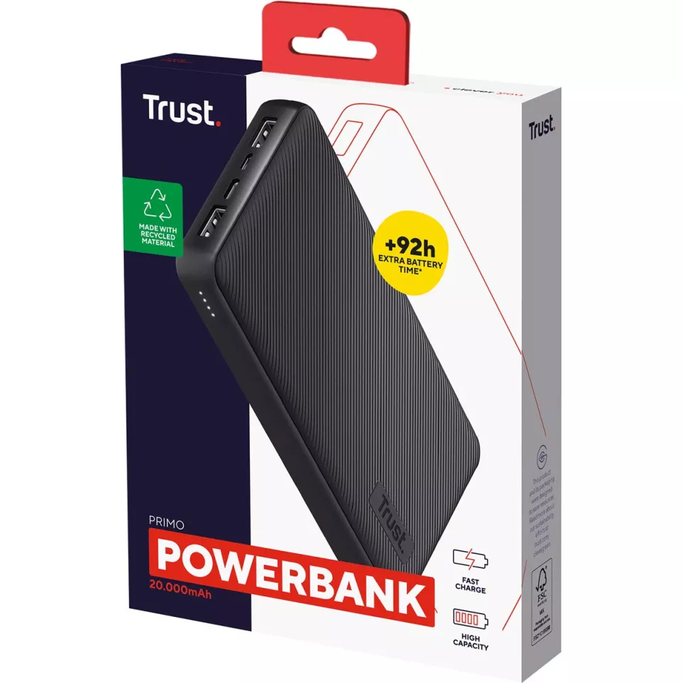 Trust Primo Eco powerbank, 20.000...