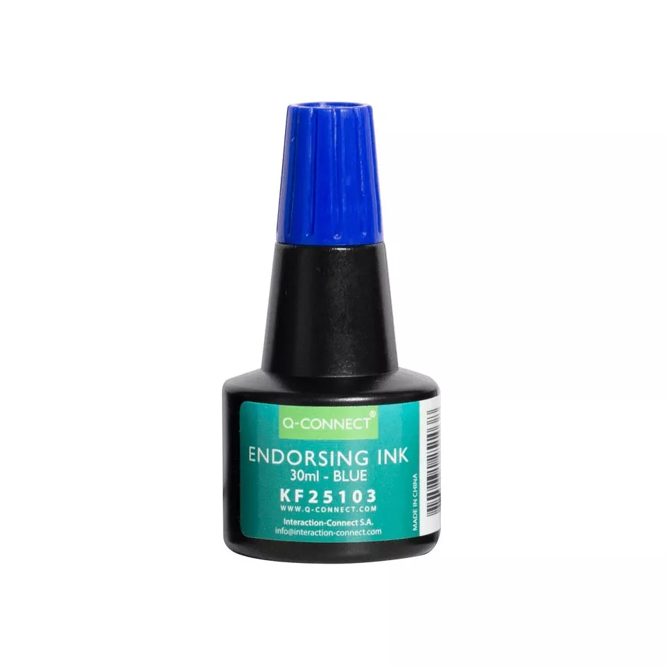 Q-Connect Stamp Pad Ink Bottle 28ml Blue
