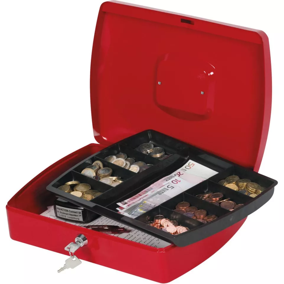 Q-Connect Cash Box 325 x 235 x 85 mm Red