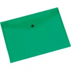 Q-CONNECT A4 Document Wallet, Transparent PP with Press Stud Closure, Green